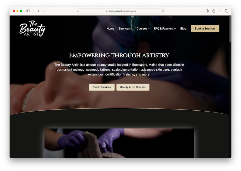 Screenshot of The Beauty Artist homepage